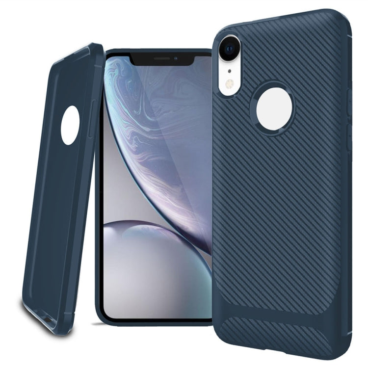 For iPhone XR ENKAY ENK-PC020 Carbon Fiber Texture Solid Color TPU Slim Case Soft Cover
