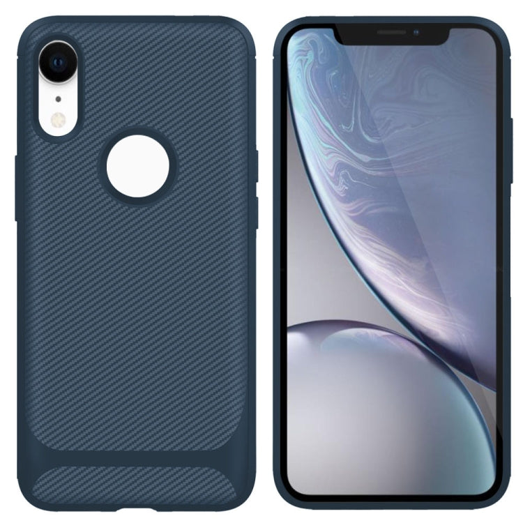 For iPhone XR ENKAY ENK-PC020 Carbon Fiber Texture Solid Color TPU Slim Case Soft Cover