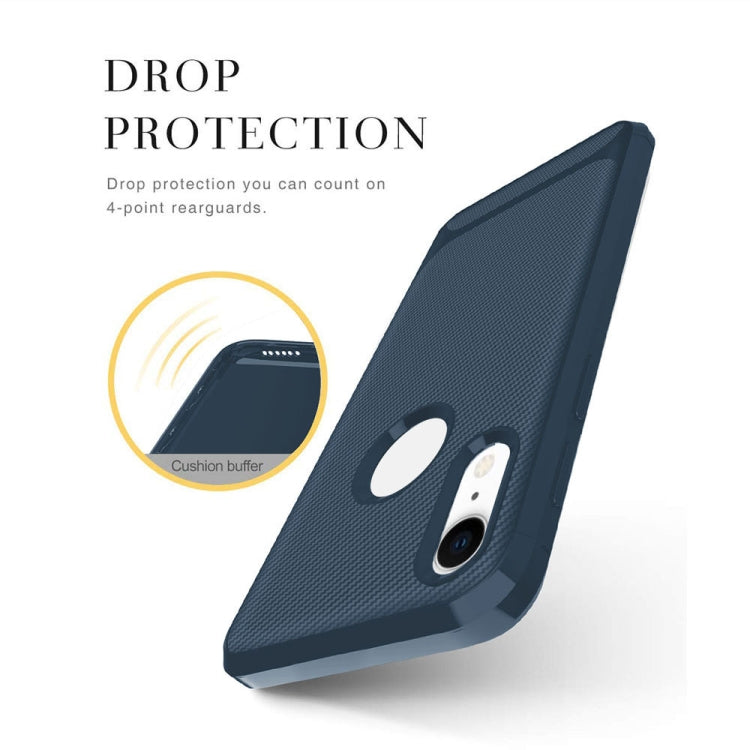 For iPhone XR ENKAY ENK-PC020 Carbon Fiber Texture Solid Color TPU Slim Case Soft Cover