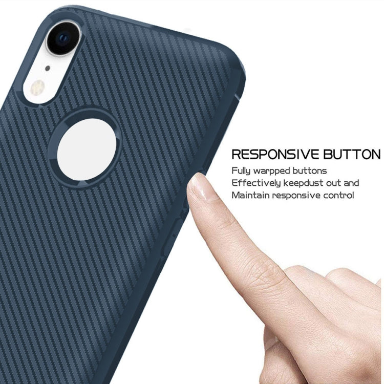 For iPhone XR ENKAY ENK-PC020 Carbon Fiber Texture Solid Color TPU Slim Case Soft Cover