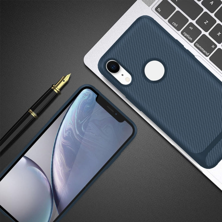 For iPhone XR ENKAY ENK-PC020 Carbon Fiber Texture Solid Color TPU Slim Case Soft Cover