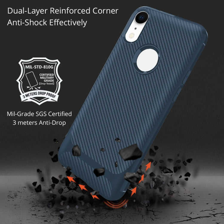 For iPhone XR ENKAY ENK-PC020 Carbon Fiber Texture Solid Color TPU Slim Case Soft Cover