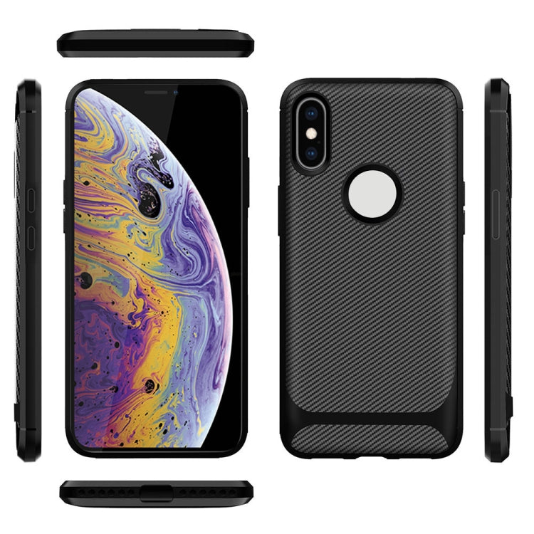 For iPhone XS / X ENKAY ENK-PC021 Carbon Fiber Texture Solid Color TPU Slim Case Soft Cover