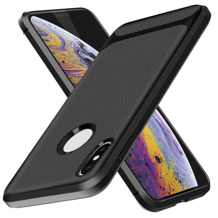 For iPhone XS / X ENKAY ENK-PC021 Carbon Fiber Texture Solid Color TPU Slim Case Soft Cover