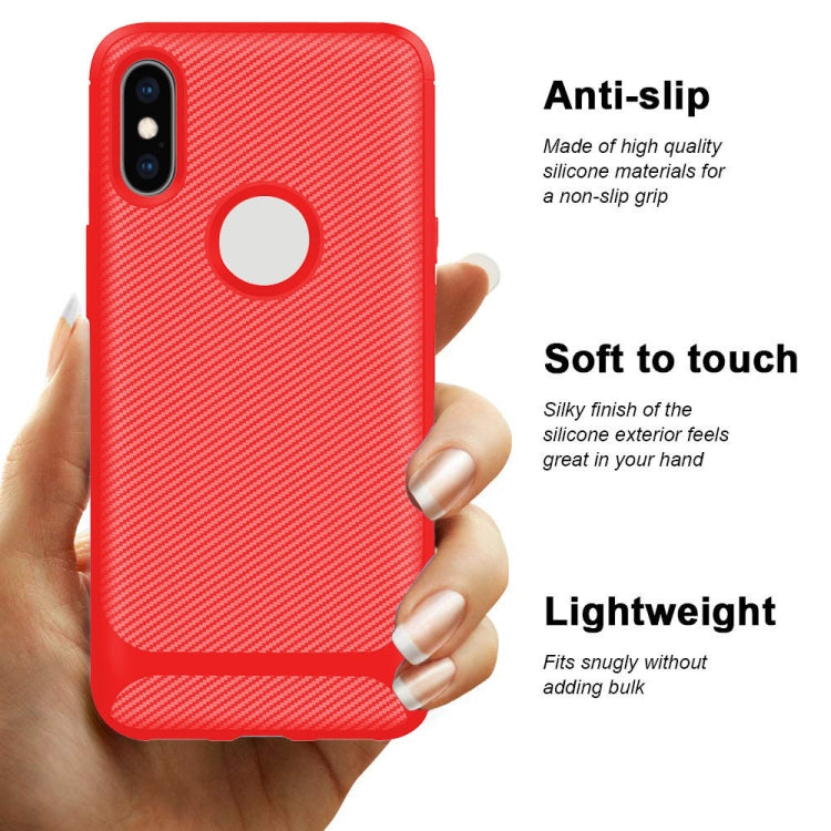 For iPhone XS / X ENKAY ENK-PC021 Carbon Fiber Texture Solid Color TPU Slim Case Soft Cover