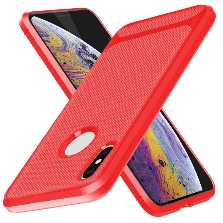 For iPhone XS / X ENKAY ENK-PC021 Carbon Fiber Texture Solid Color TPU Slim Case Soft Cover