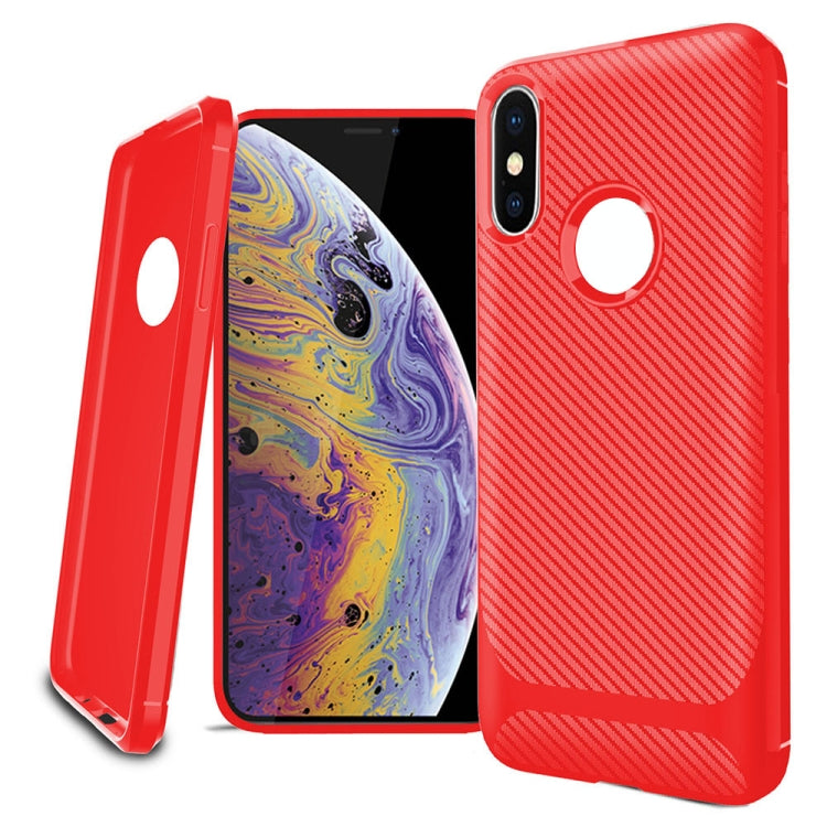 For iPhone XS / X ENKAY ENK-PC021 Carbon Fiber Texture Solid Color TPU Slim Case Soft Cover