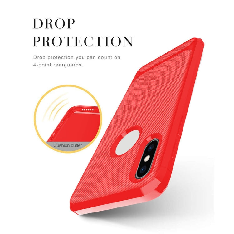 For iPhone XS / X ENKAY ENK-PC021 Carbon Fiber Texture Solid Color TPU Slim Case Soft Cover