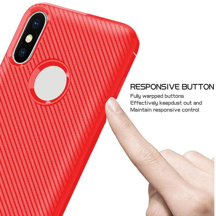 For iPhone XS / X ENKAY ENK-PC021 Carbon Fiber Texture Solid Color TPU Slim Case Soft Cover