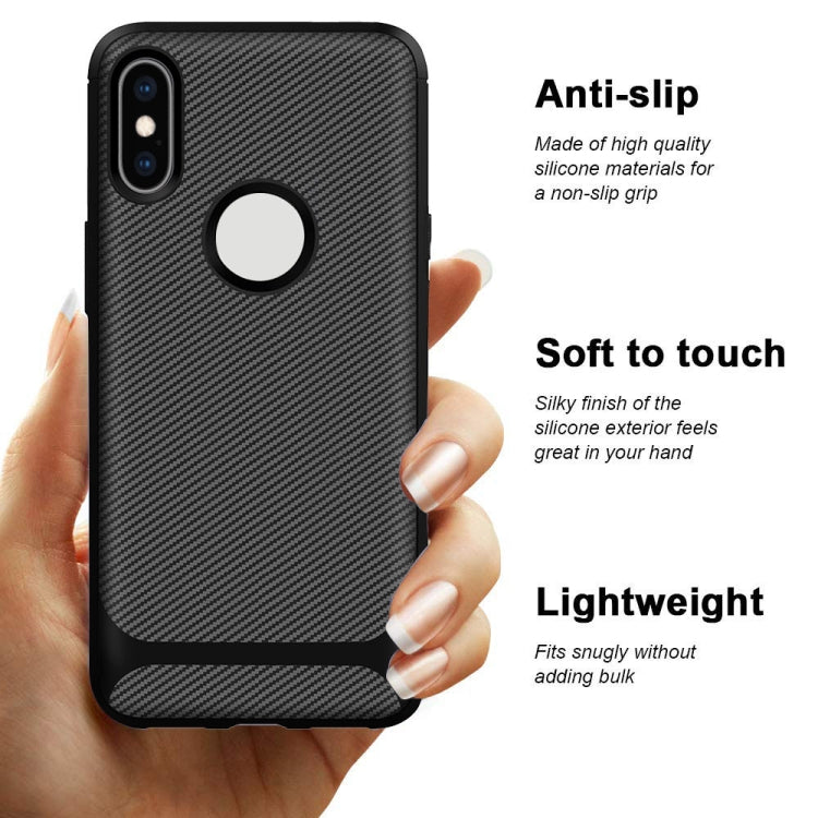 For iPhone XS Max ENKAY ENK-PC022 Carbon Fiber Texture Solid Color TPU Slim Case Soft Cover