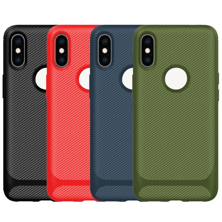 For iPhone XS Max ENKAY ENK-PC022 Carbon Fiber Texture Solid Color TPU Slim Case Soft Cover
