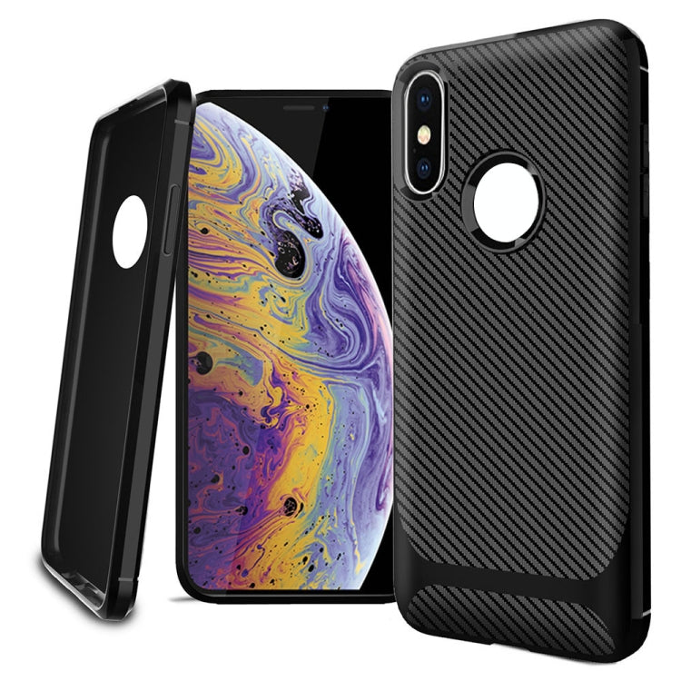For iPhone XS Max ENKAY ENK-PC022 Carbon Fiber Texture Solid Color TPU Slim Case Soft Cover