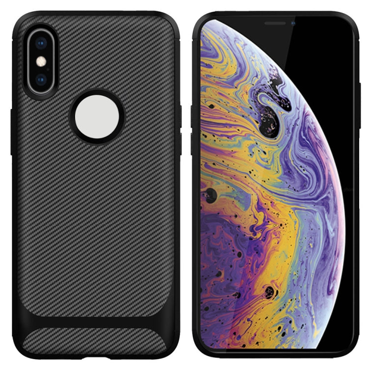 For iPhone XS Max ENKAY ENK-PC022 Carbon Fiber Texture Solid Color TPU Slim Case Soft Cover