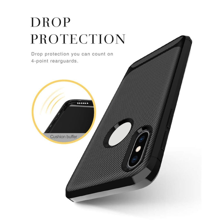 For iPhone XS Max ENKAY ENK-PC022 Carbon Fiber Texture Solid Color TPU Slim Case Soft Cover