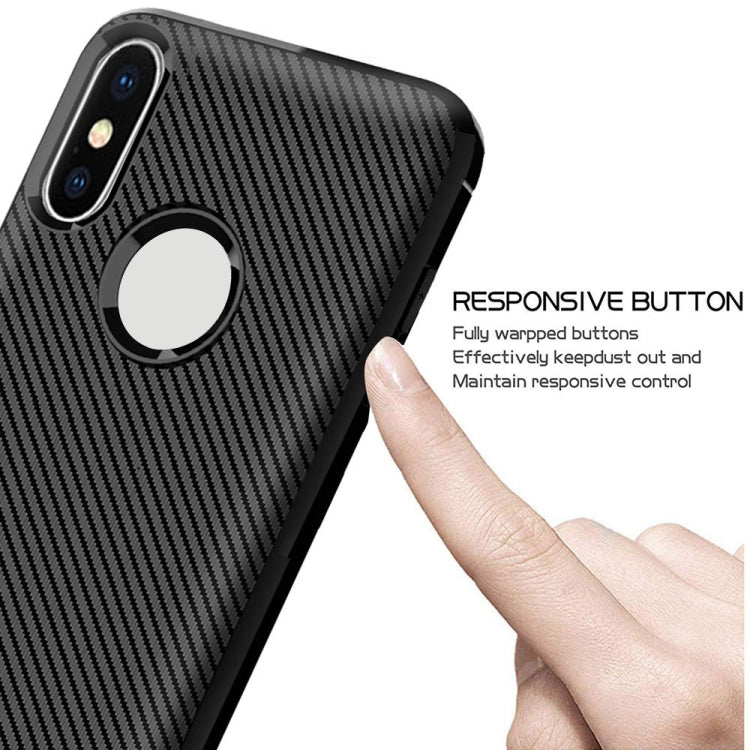For iPhone XS Max ENKAY ENK-PC022 Carbon Fiber Texture Solid Color TPU Slim Case Soft Cover