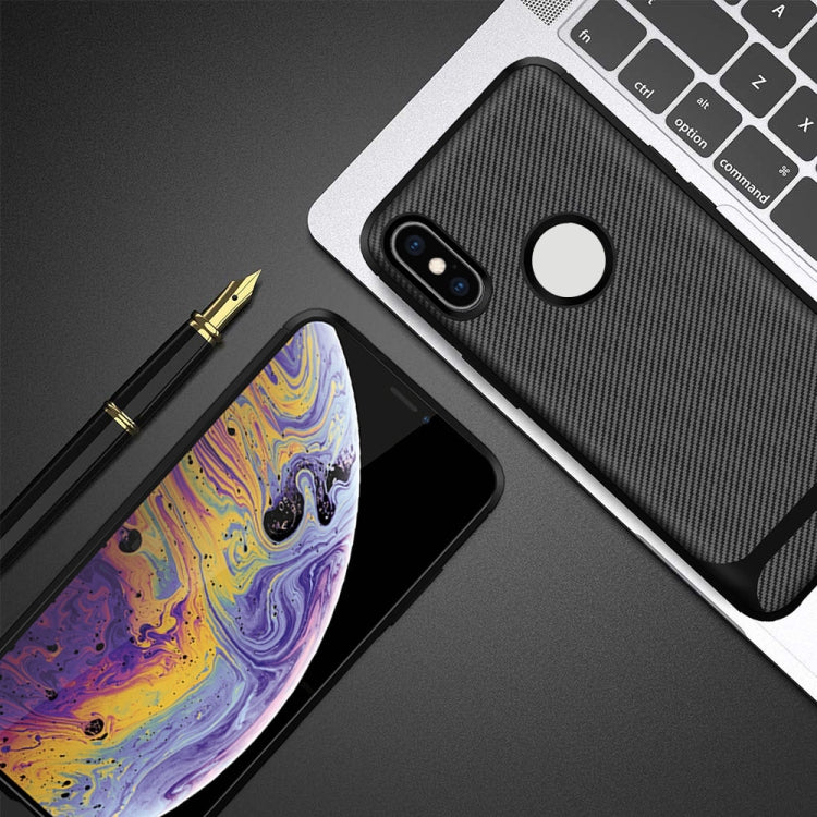 For iPhone XS Max ENKAY ENK-PC022 Carbon Fiber Texture Solid Color TPU Slim Case Soft Cover