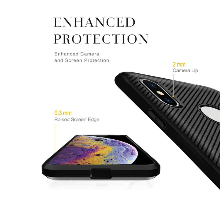For iPhone XS Max ENKAY ENK-PC022 Carbon Fiber Texture Solid Color TPU Slim Case Soft Cover