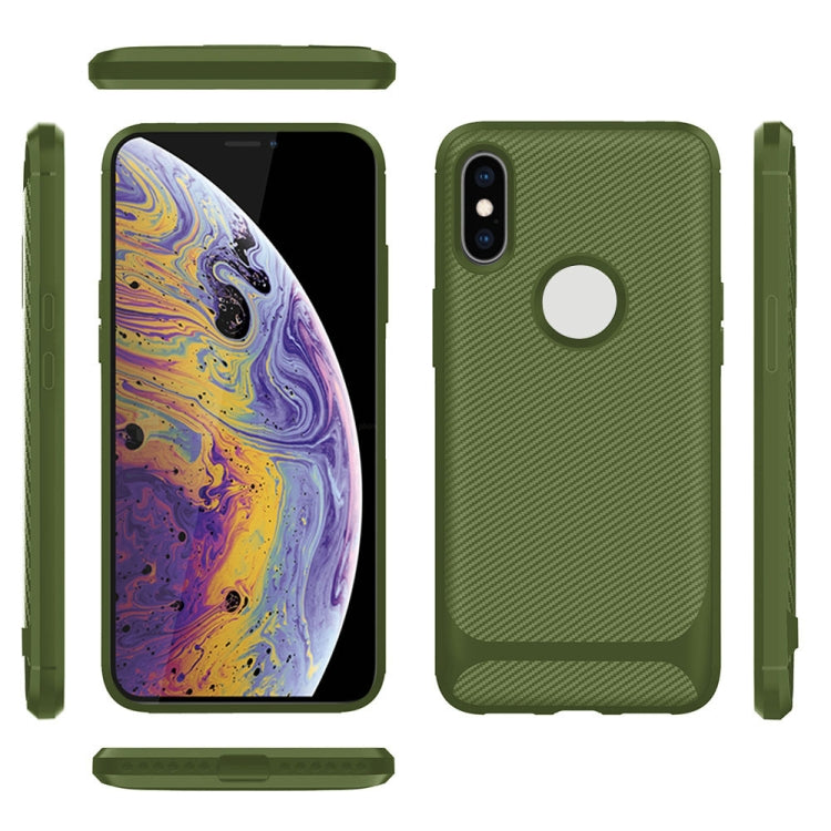 For iPhone XS Max ENKAY ENK-PC022 Carbon Fiber Texture Solid Color TPU Slim Case Soft Cover