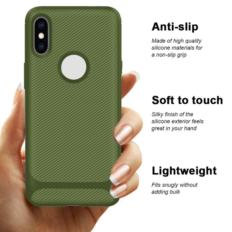 For iPhone XS Max ENKAY ENK-PC022 Carbon Fiber Texture Solid Color TPU Slim Case Soft Cover