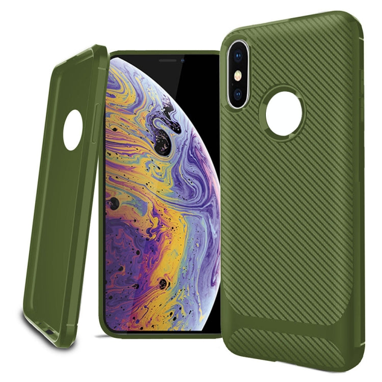 For iPhone XS Max ENKAY ENK-PC022 Carbon Fiber Texture Solid Color TPU Slim Case Soft Cover