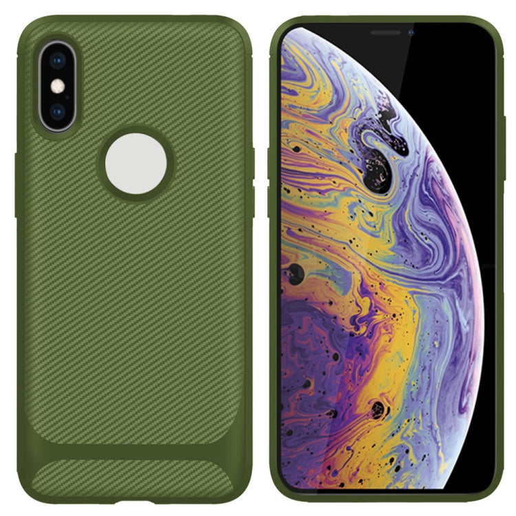 For iPhone XS Max ENKAY ENK-PC022 Carbon Fiber Texture Solid Color TPU Slim Case Soft Cover