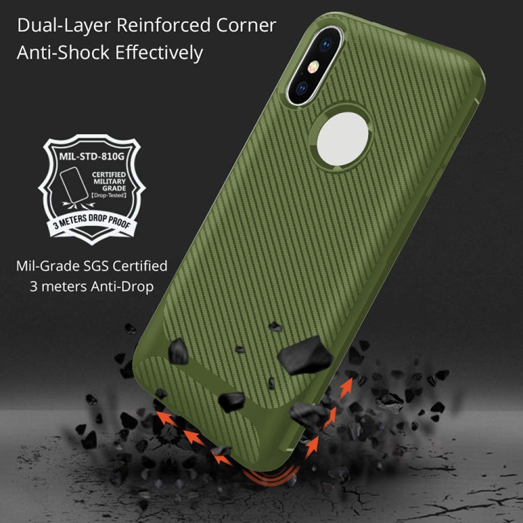 For iPhone XS Max ENKAY ENK-PC022 Carbon Fiber Texture Solid Color TPU Slim Case Soft Cover