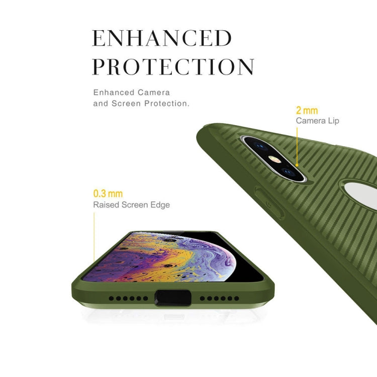 For iPhone XS Max ENKAY ENK-PC022 Carbon Fiber Texture Solid Color TPU Slim Case Soft Cover
