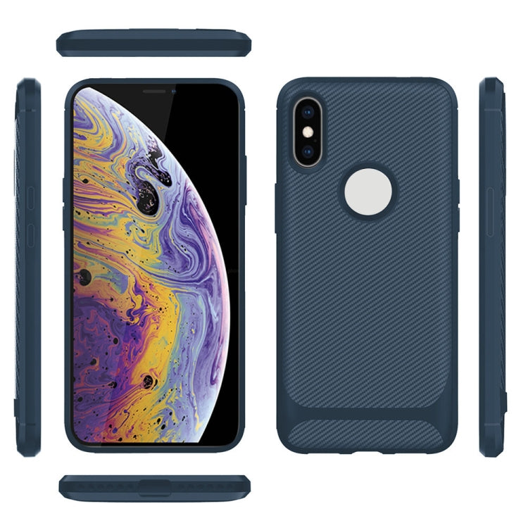 For iPhone XS Max ENKAY ENK-PC022 Carbon Fiber Texture Solid Color TPU Slim Case Soft Cover