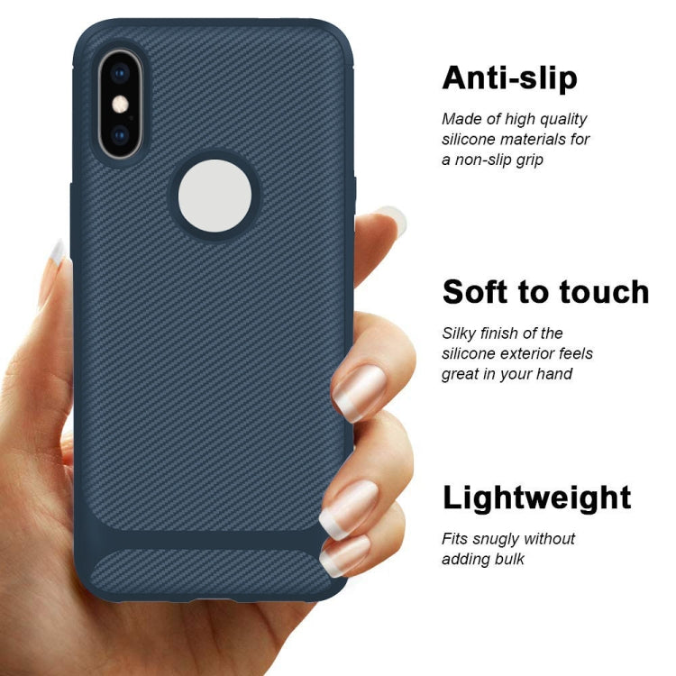 For iPhone XS Max ENKAY ENK-PC022 Carbon Fiber Texture Solid Color TPU Slim Case Soft Cover