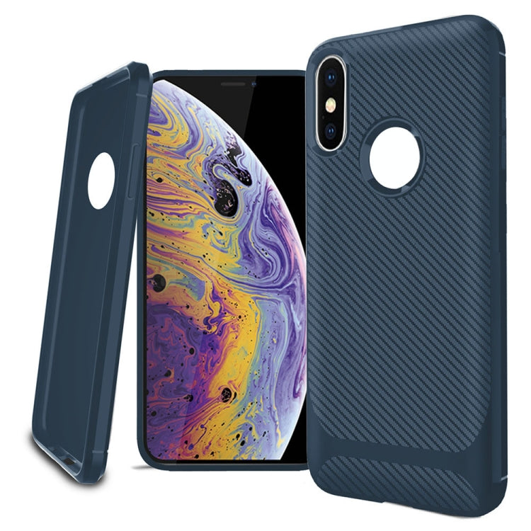 For iPhone XS Max ENKAY ENK-PC022 Carbon Fiber Texture Solid Color TPU Slim Case Soft Cover