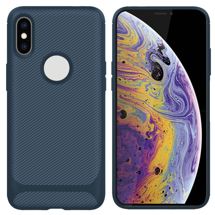 For iPhone XS Max ENKAY ENK-PC022 Carbon Fiber Texture Solid Color TPU Slim Case Soft Cover