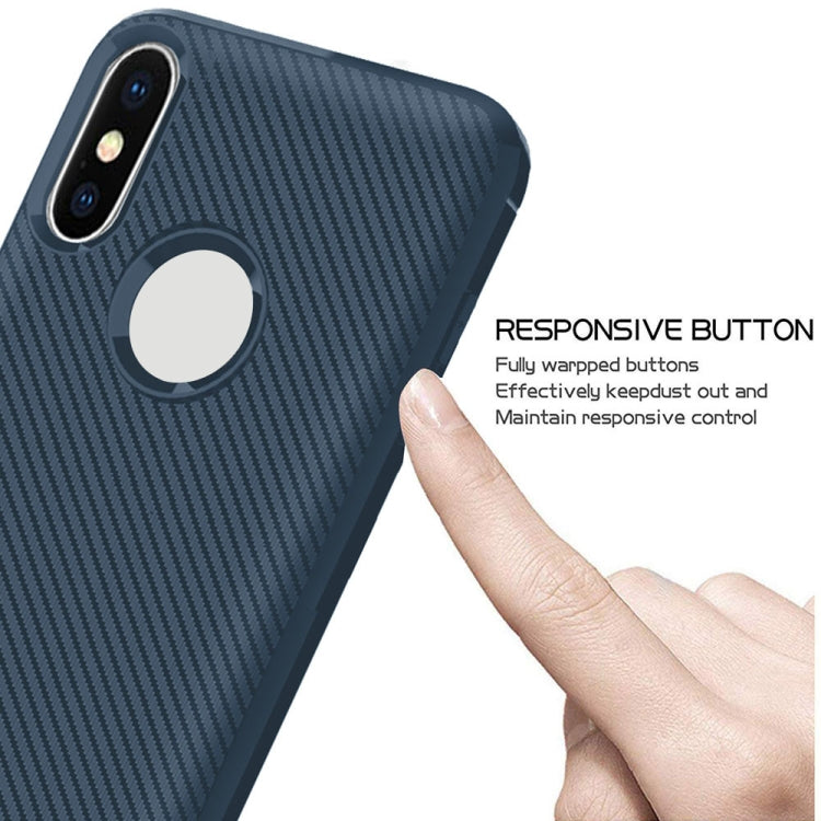 For iPhone XS Max ENKAY ENK-PC022 Carbon Fiber Texture Solid Color TPU Slim Case Soft Cover