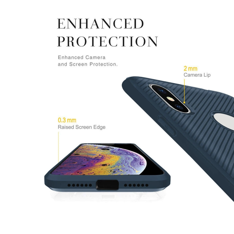 For iPhone XS Max ENKAY ENK-PC022 Carbon Fiber Texture Solid Color TPU Slim Case Soft Cover