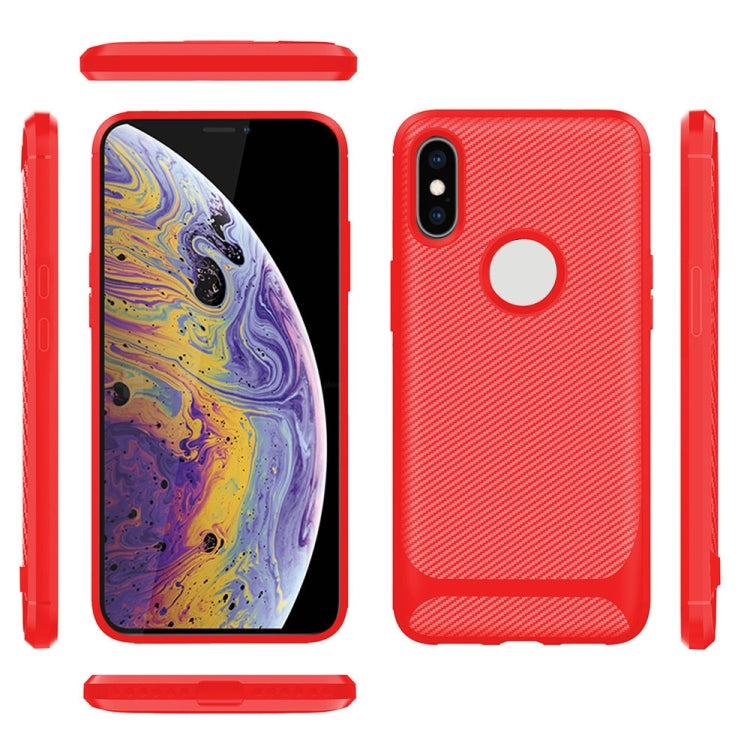 For iPhone XS Max ENKAY ENK-PC022 Carbon Fiber Texture Solid Color TPU Slim Case Soft Cover
