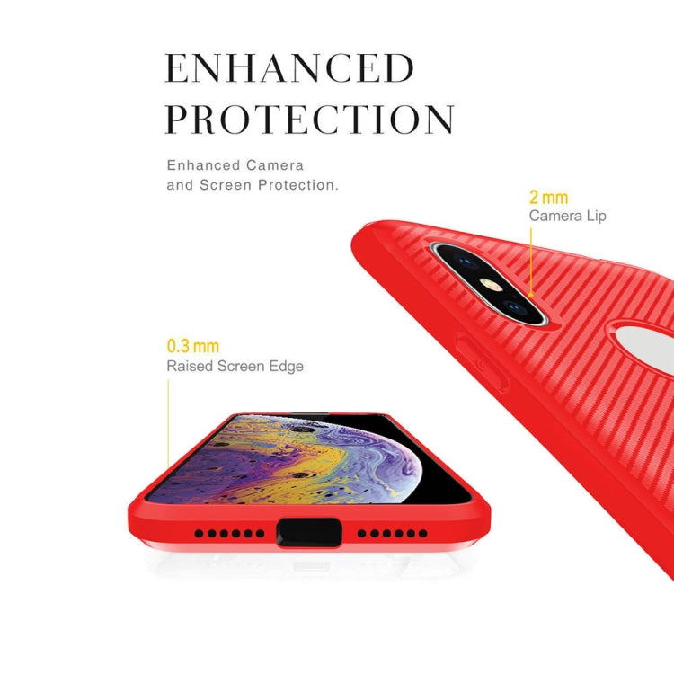 For iPhone XS Max ENKAY ENK-PC022 Carbon Fiber Texture Solid Color TPU Slim Case Soft Cover