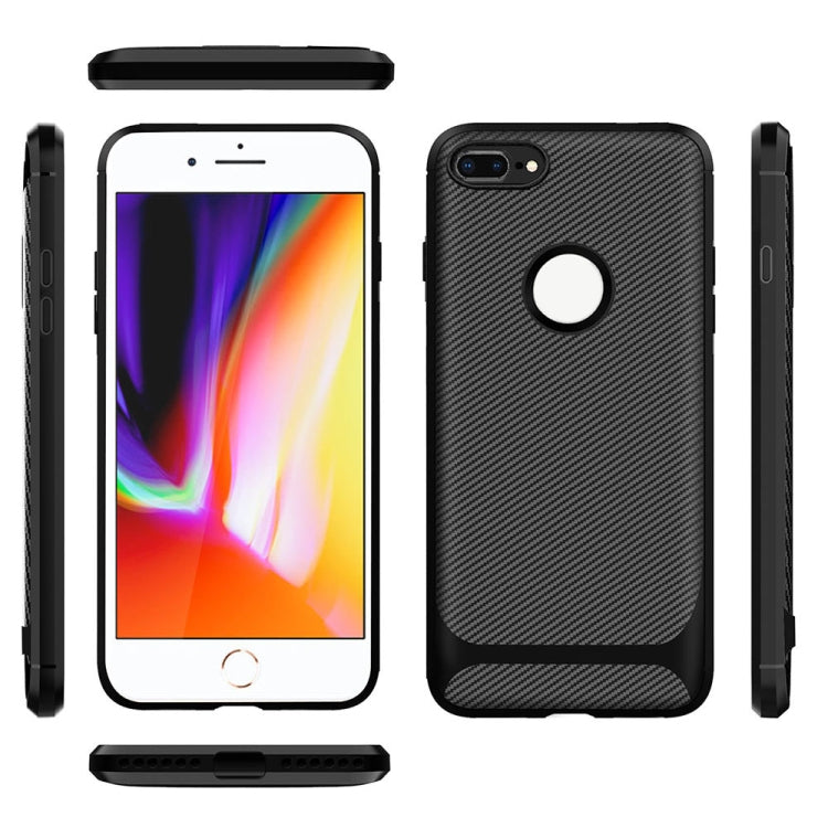 For iPhone 8 Plus / 7 Plus ENKAY ENK-PC027 Carbon Fiber Texture Solid Color TPU Slim Case Soft Cover