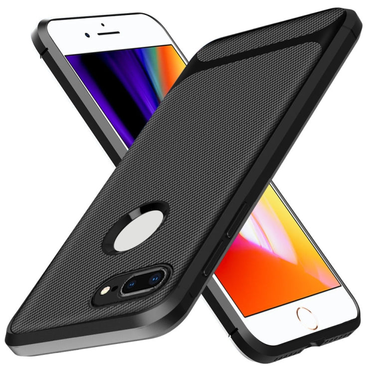 For iPhone 8 Plus / 7 Plus ENKAY ENK-PC027 Carbon Fiber Texture Solid Color TPU Slim Case Soft Cover