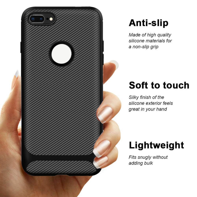 For iPhone 8 Plus / 7 Plus ENKAY ENK-PC027 Carbon Fiber Texture Solid Color TPU Slim Case Soft Cover