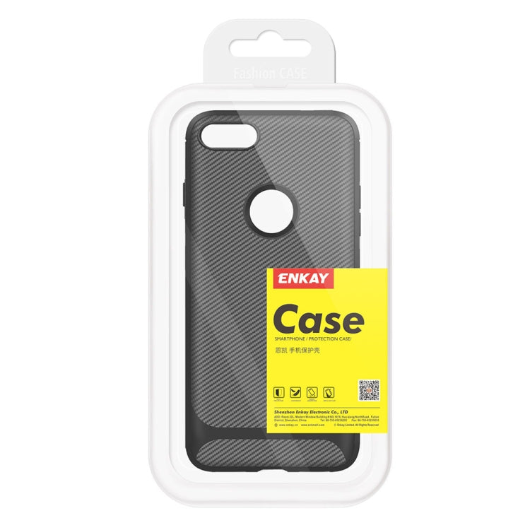 For iPhone 8 Plus / 7 Plus ENKAY ENK-PC027 Carbon Fiber Texture Solid Color TPU Slim Case Soft Cover