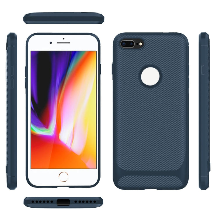 For iPhone 8 Plus / 7 Plus ENKAY ENK-PC027 Carbon Fiber Texture Solid Color TPU Slim Case Soft Cover