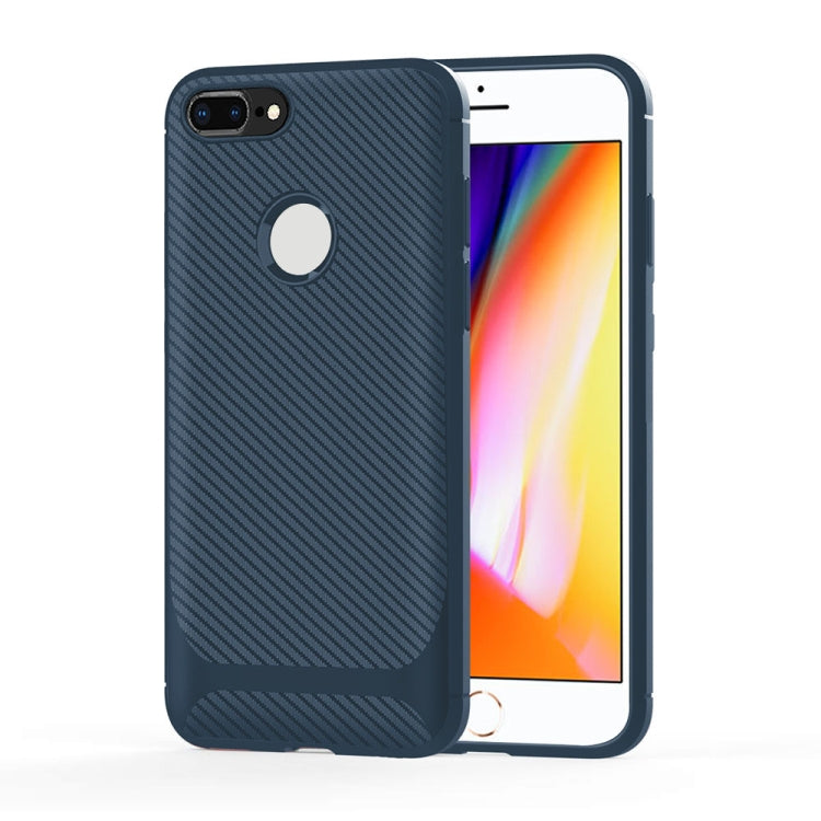For iPhone 8 Plus / 7 Plus ENKAY ENK-PC027 Carbon Fiber Texture Solid Color TPU Slim Case Soft Cover