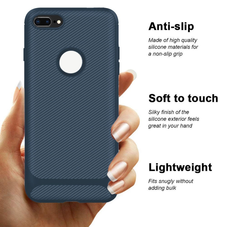 For iPhone 8 Plus / 7 Plus ENKAY ENK-PC027 Carbon Fiber Texture Solid Color TPU Slim Case Soft Cover