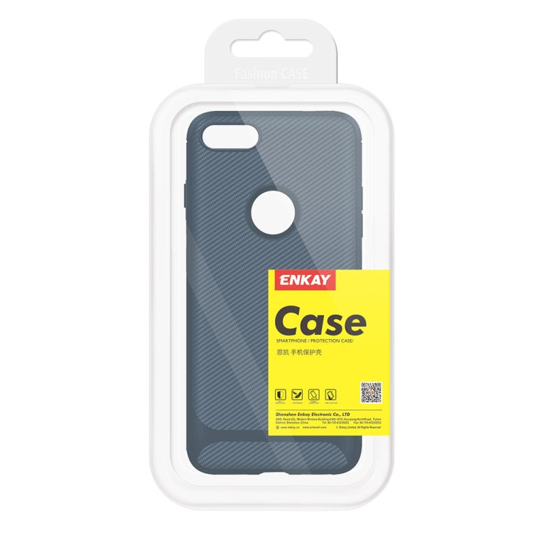 For iPhone 8 Plus / 7 Plus ENKAY ENK-PC027 Carbon Fiber Texture Solid Color TPU Slim Case Soft Cover