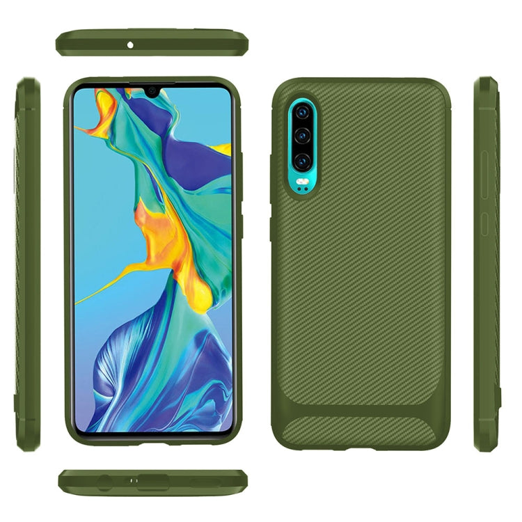 For Huawei P30 ENKAY ENK-PC023 Carbon Fiber Texture Solid Color TPU Slim Case Soft Cover