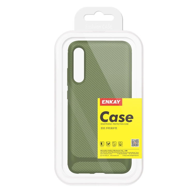 For Huawei P30 ENKAY ENK-PC023 Carbon Fiber Texture Solid Color TPU Slim Case Soft Cover