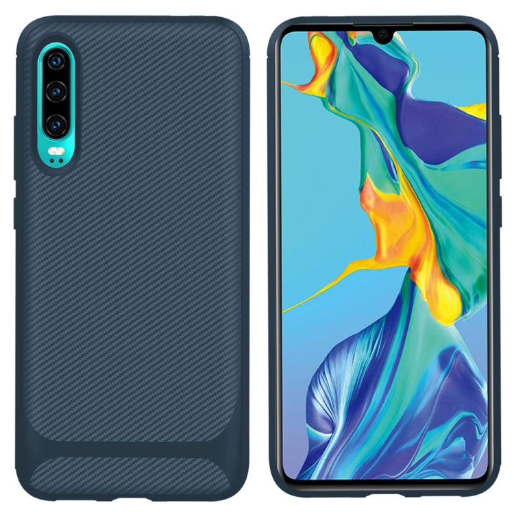 For Huawei P30 ENKAY ENK-PC023 Carbon Fiber Texture Solid Color TPU Slim Case Soft Cover