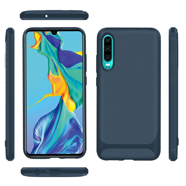 For Huawei P30 ENKAY ENK-PC023 Carbon Fiber Texture Solid Color TPU Slim Case Soft Cover