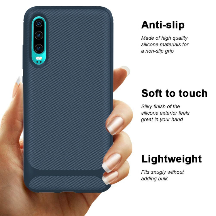 For Huawei P30 ENKAY ENK-PC023 Carbon Fiber Texture Solid Color TPU Slim Case Soft Cover