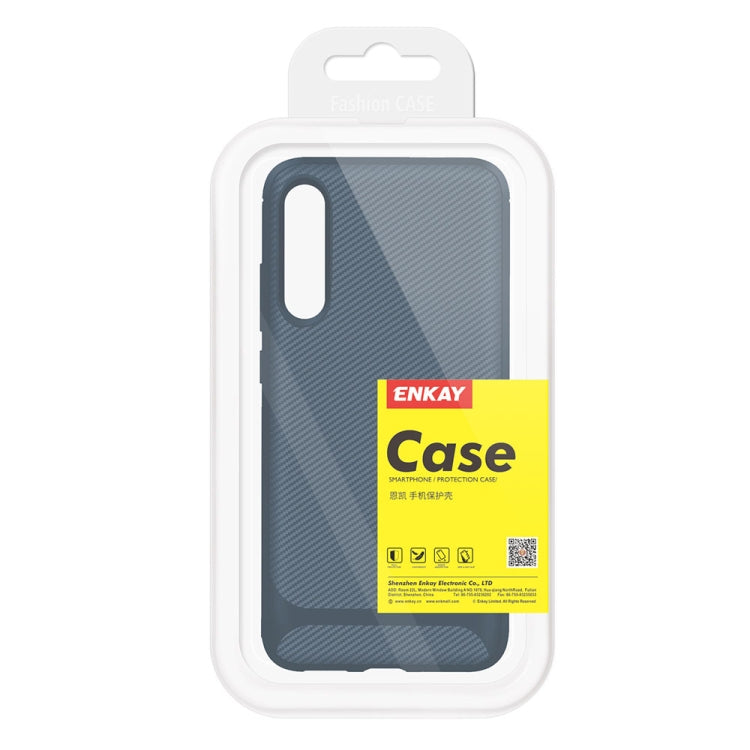 For Huawei P30 ENKAY ENK-PC023 Carbon Fiber Texture Solid Color TPU Slim Case Soft Cover