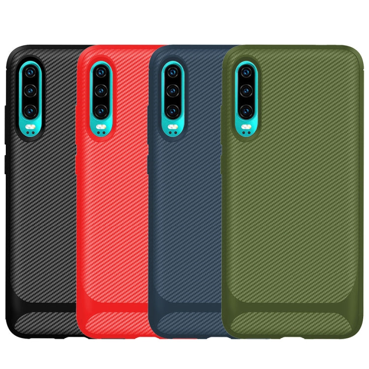 For Huawei P30 ENKAY ENK-PC023 Carbon Fiber Texture Solid Color TPU Slim Case Soft Cover